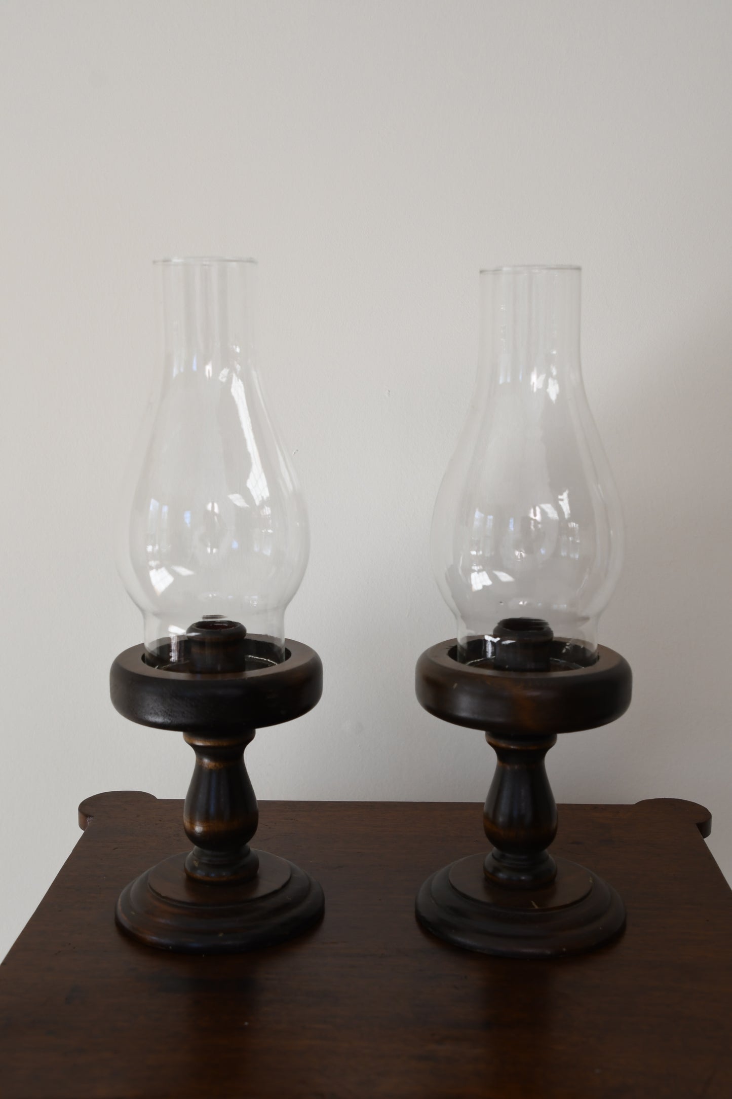 Vintage Wooden Hurricanes - Set of 2