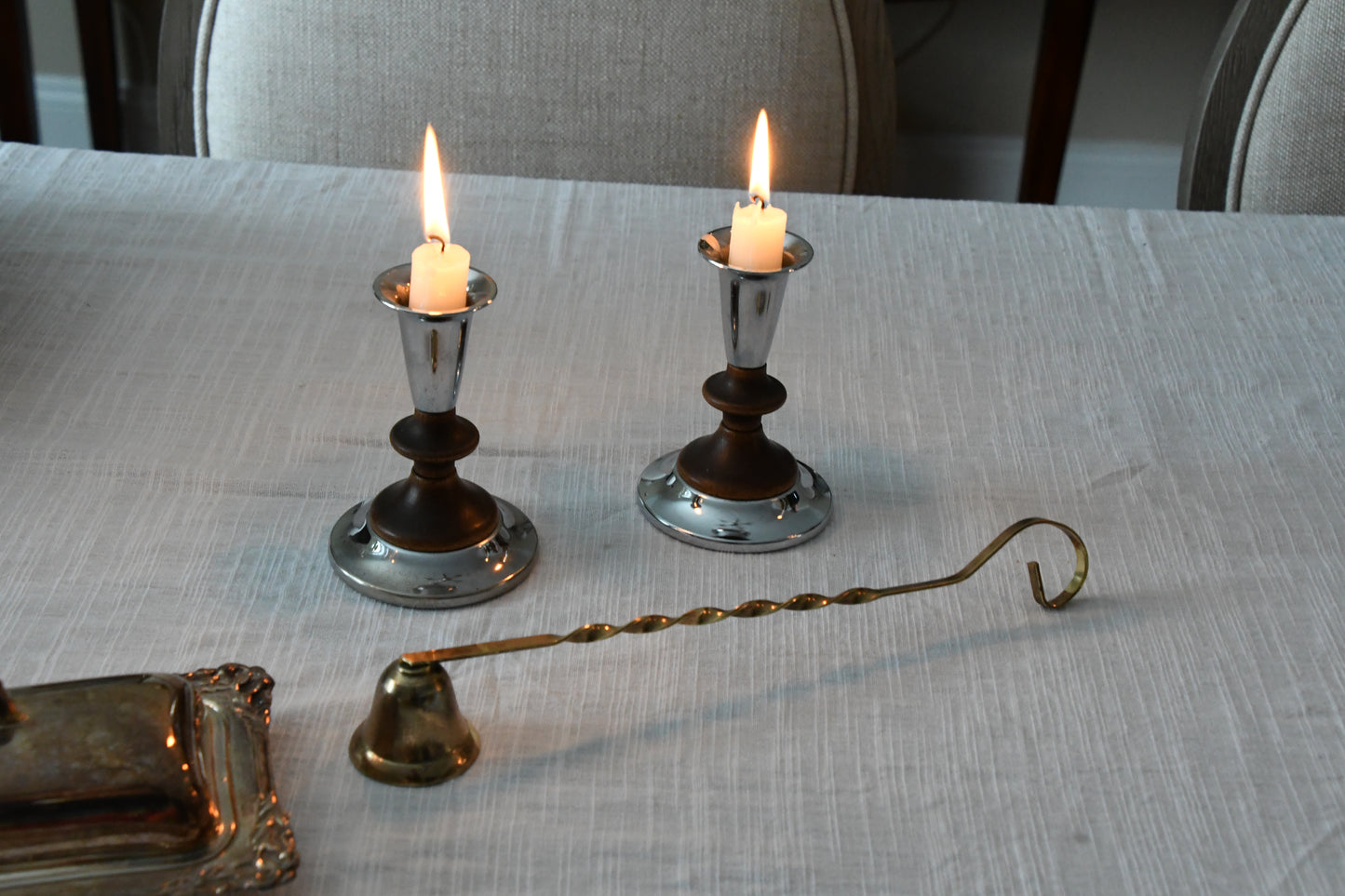 Vintage Brass Candlesnuffer with Curved Handle
