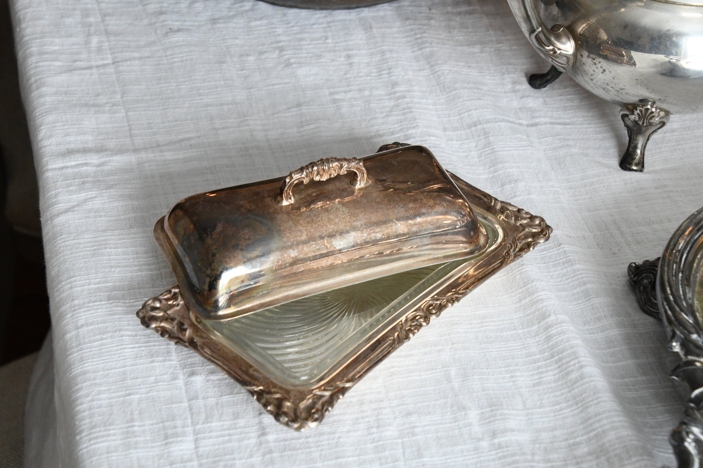 Vintage Silverplate Butter Dish