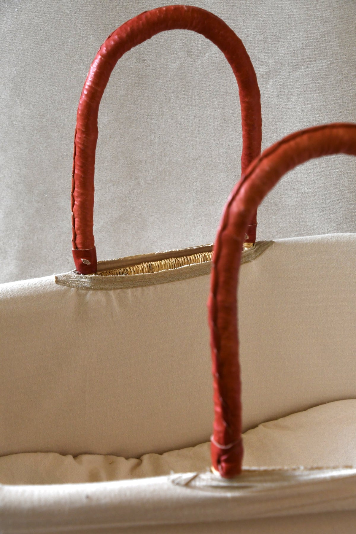 Handwoven Bassinet with Leather Handles