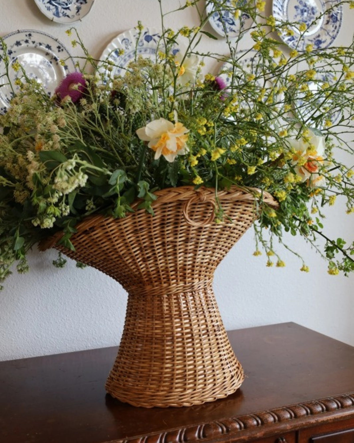 Contemporary Wicker Pedestal Vase