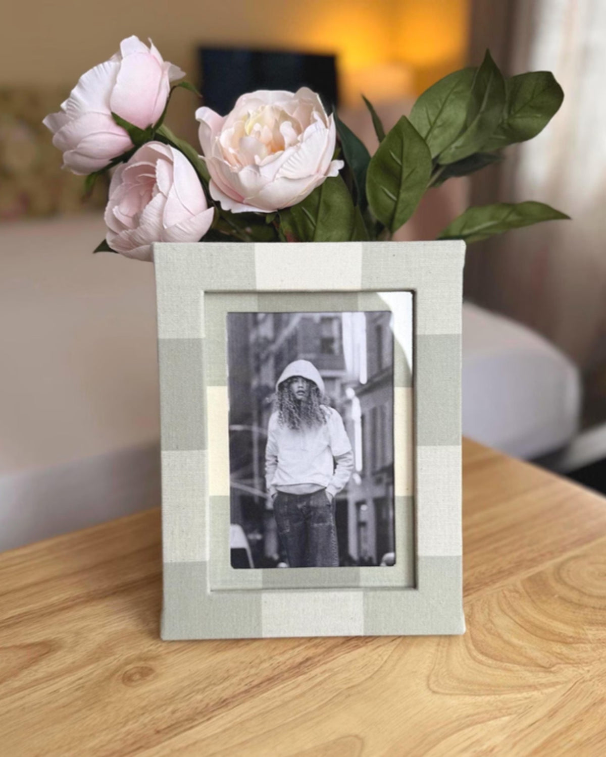 Sage Green Gingham Picture Frame