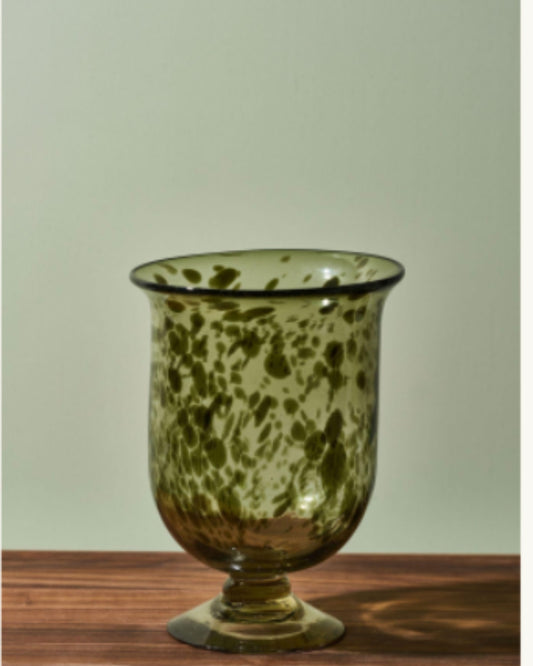 Olive Marble Handblown Bell Hurricane