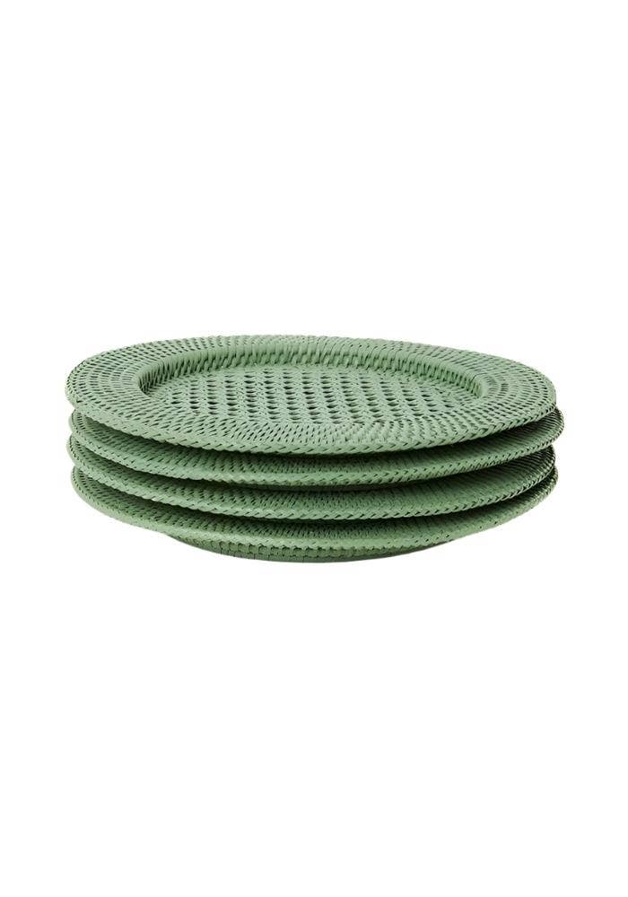 Cotswold Green Round Rattan Charger Green  - Set of 4