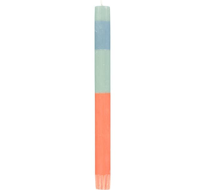 British Colour Standard 10"H Striped Opaline, Pompadour & Rust Eco Dinner Candles, Box of 4