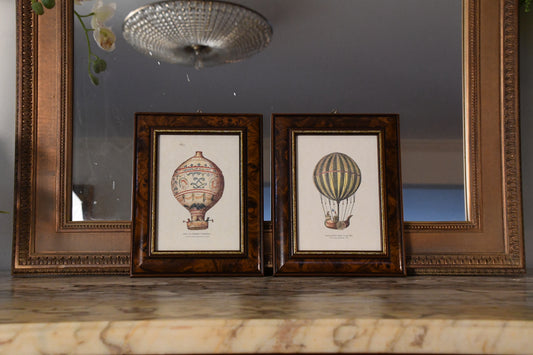 Vintage Pair of Framed Hot Air Balloons