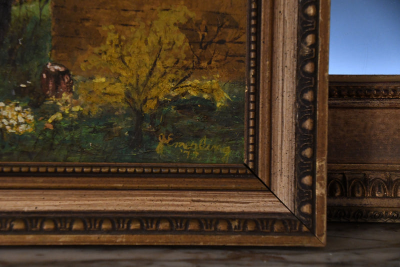 Vintage Acrylic on Canvas Cherry Blossom Tree