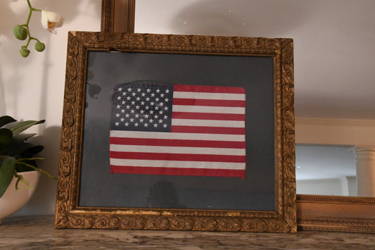 Vintage American Flag Framed in Antique Frame