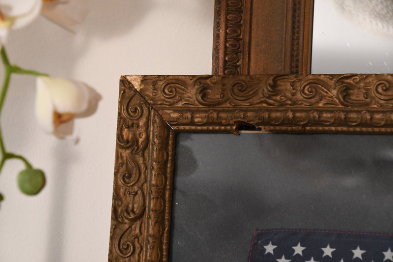 Vintage American Flag Framed in Antique Frame
