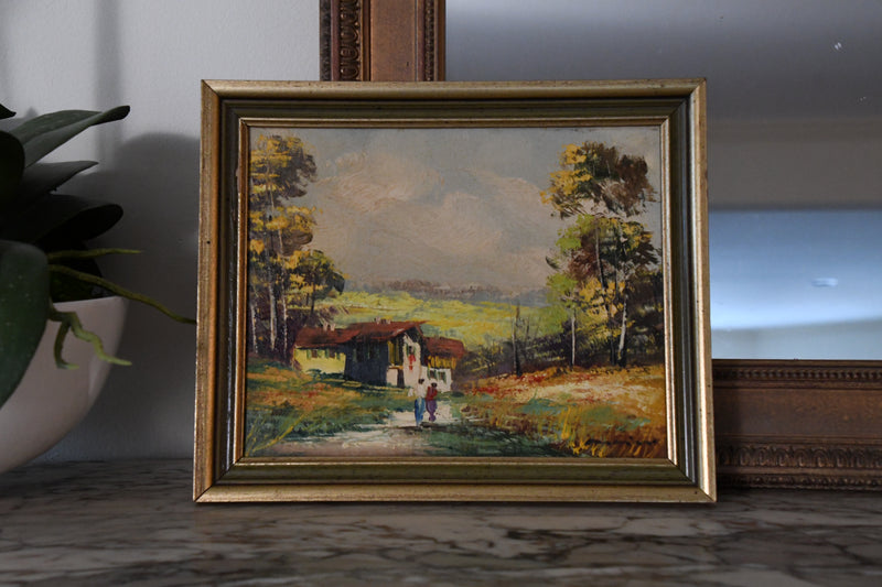 Vintage Countryside Village Scene