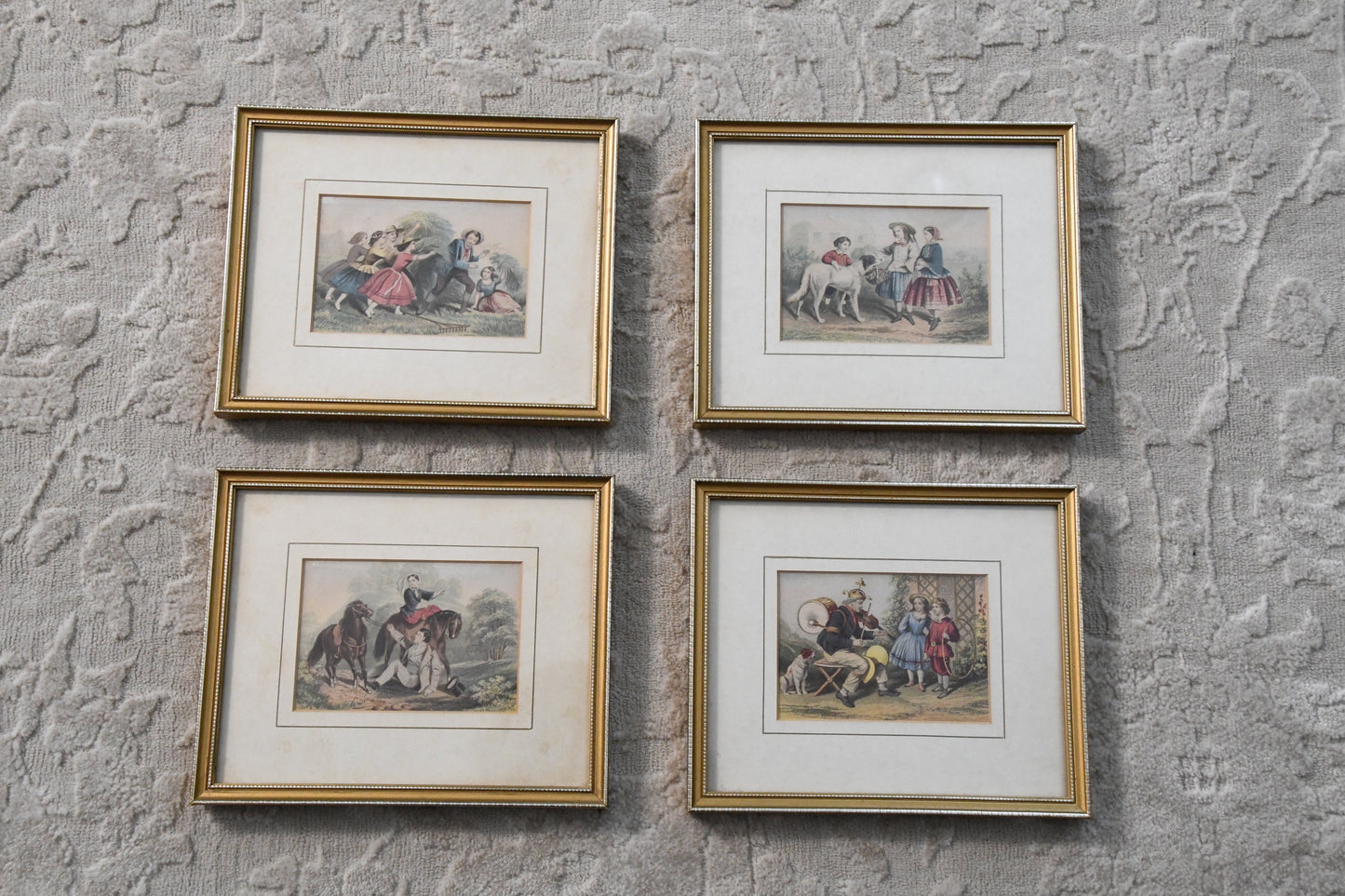Set of 4 Antique Pastoral Prints