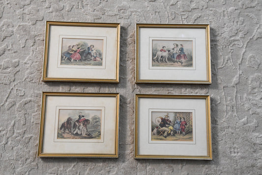 Set of 4 Antique Pastoral Prints