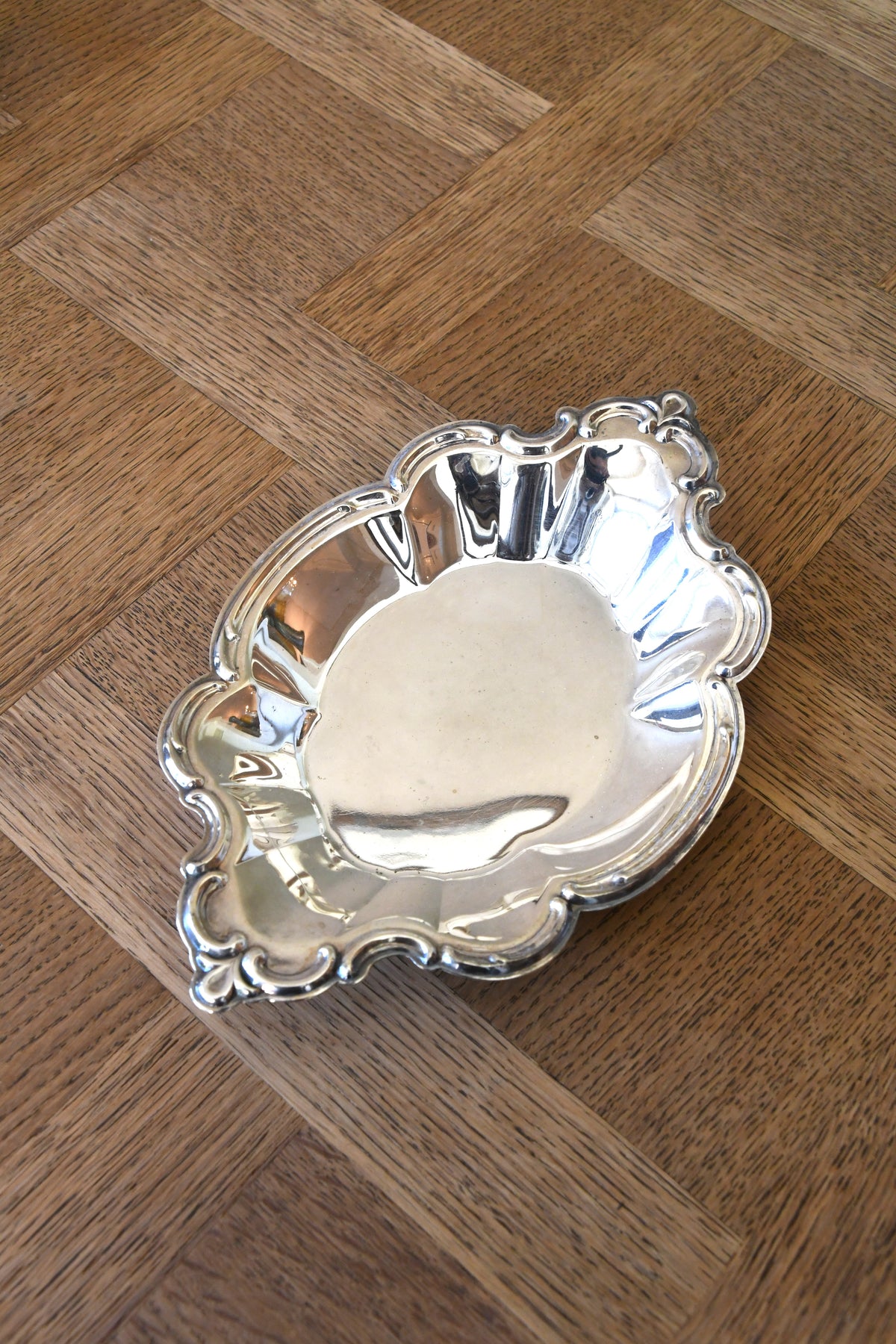 Small Vintage Silver Scalloped Tray