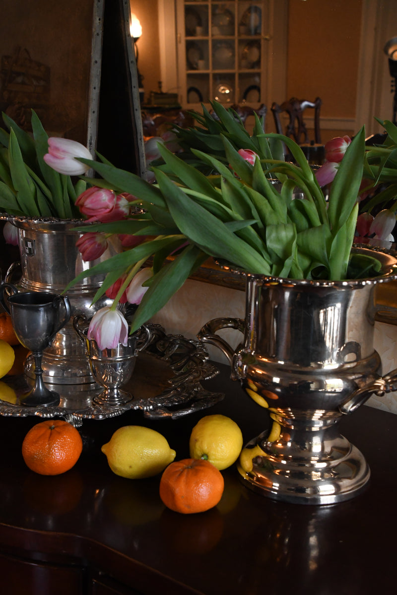 Vintage English Silverplate Trophy Urns