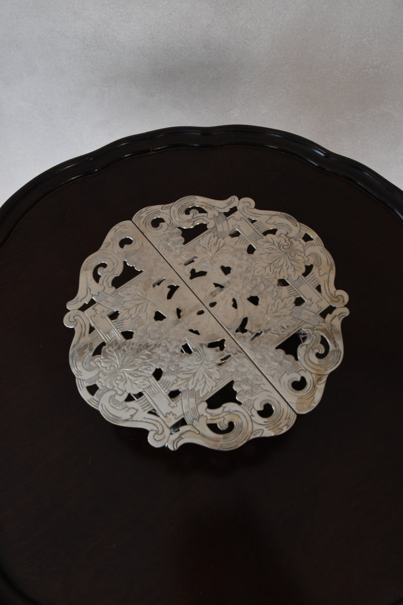 Vintage Silverplate Trivet on Castors