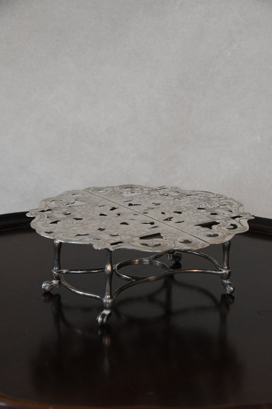 Vintage Silverplate Trivet on Castors
