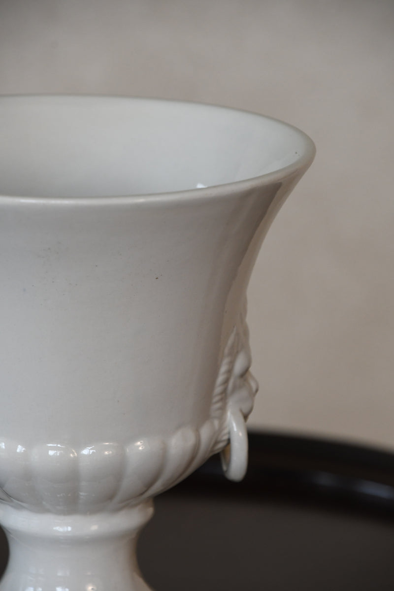 Vintage Italian Porcelain Urn with Lion Handles