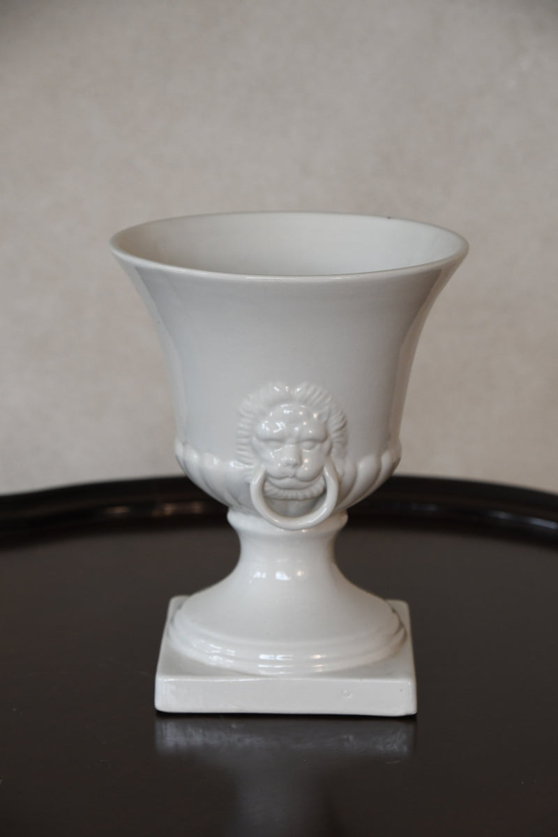 Vintage Italian Porcelain Urn with Lion Handles
