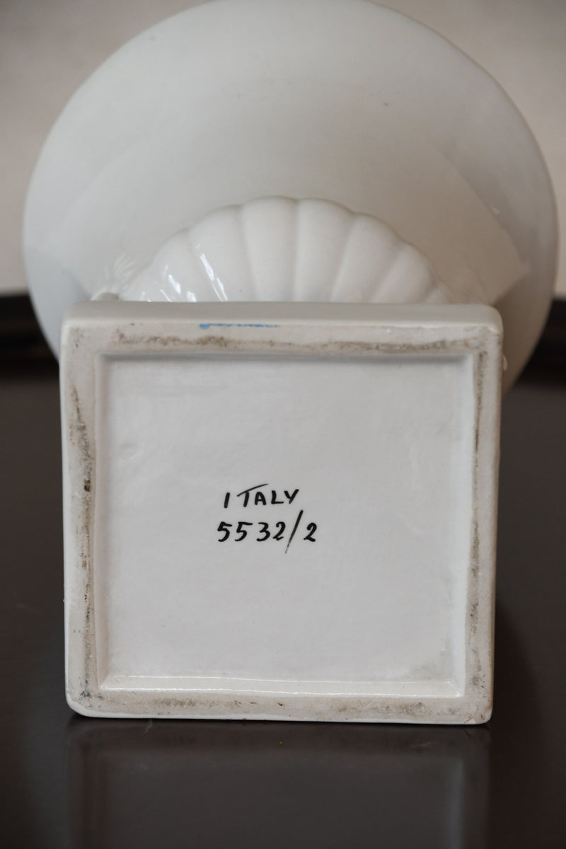 Vintage Italian Porcelain Urn with Lion Handles