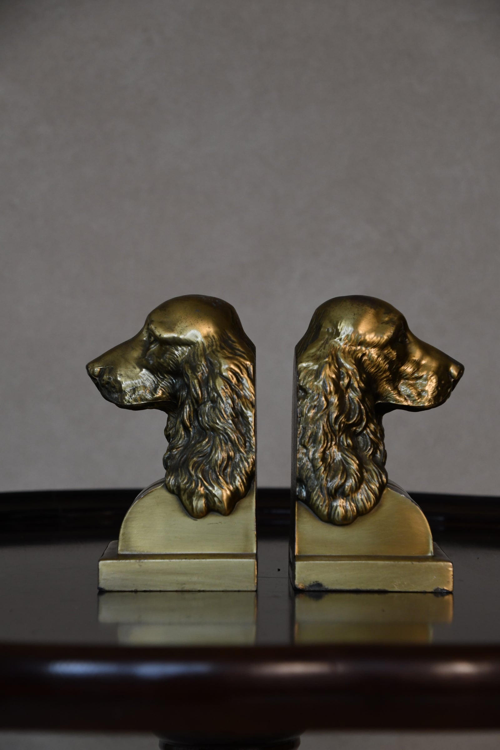 Vintage Brass Spaniel Bookends