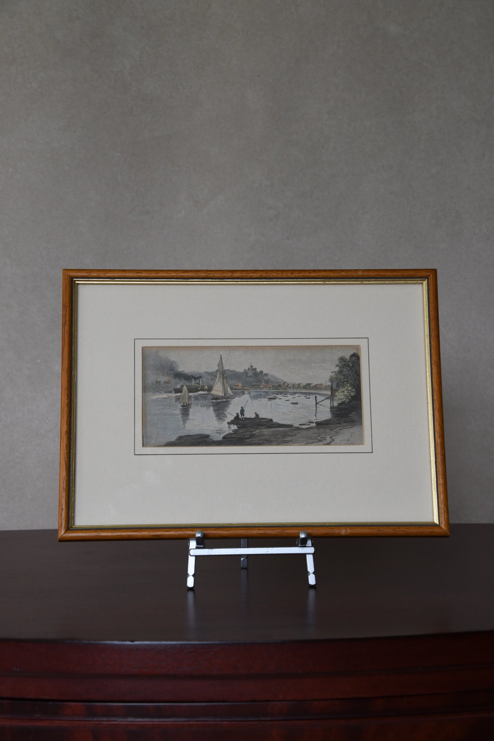Manly Beach Framed Wood Engraving Hand Coloured C. 1886