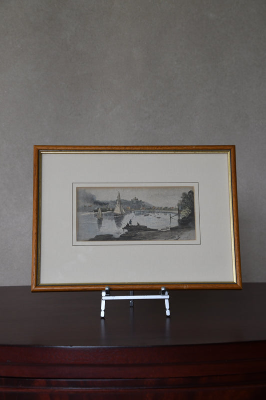Manly Beach Framed Wood Engraving Hand Coloured C. 1886