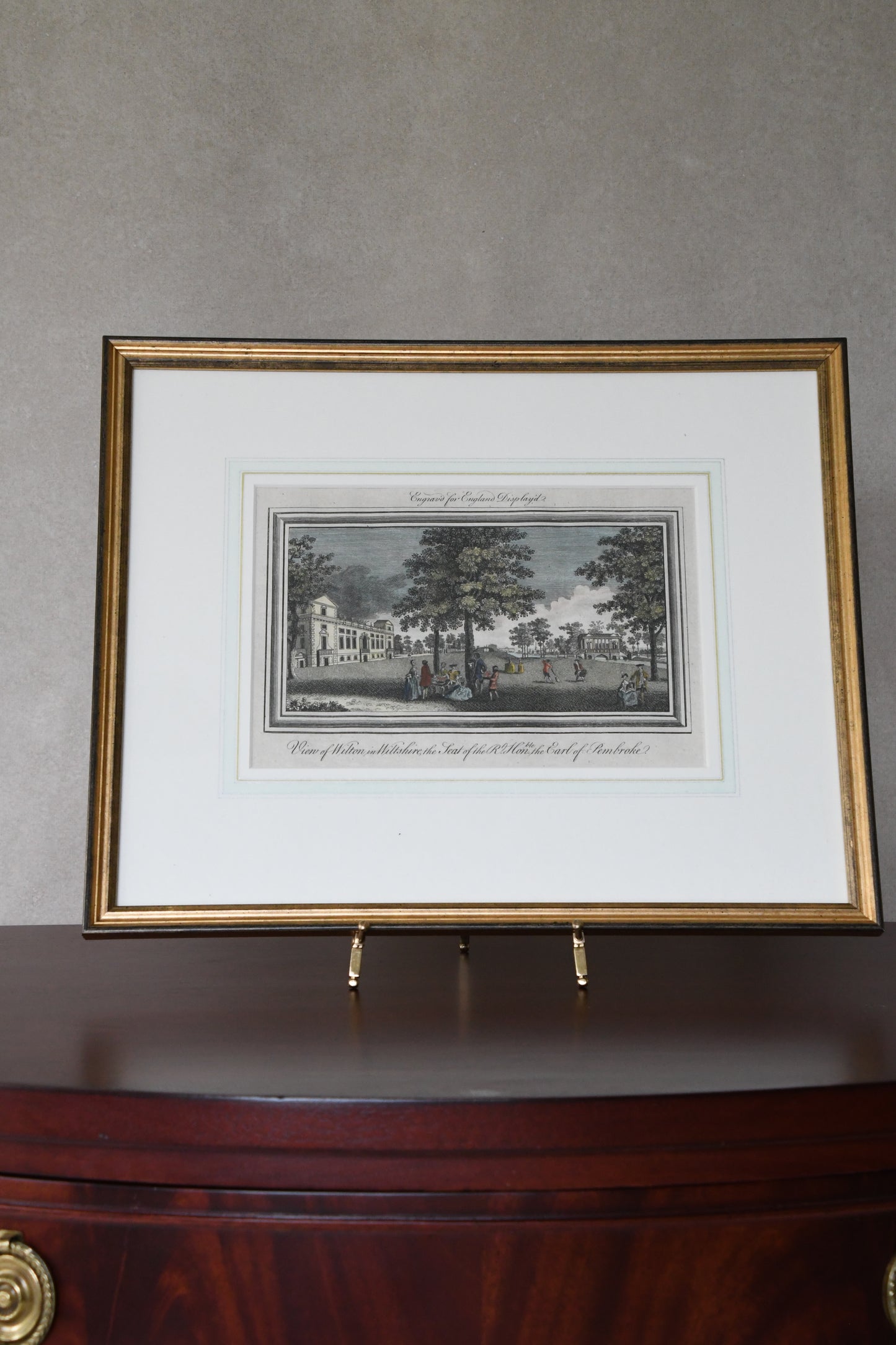 18th Century Hand Colored Print of Wilton House