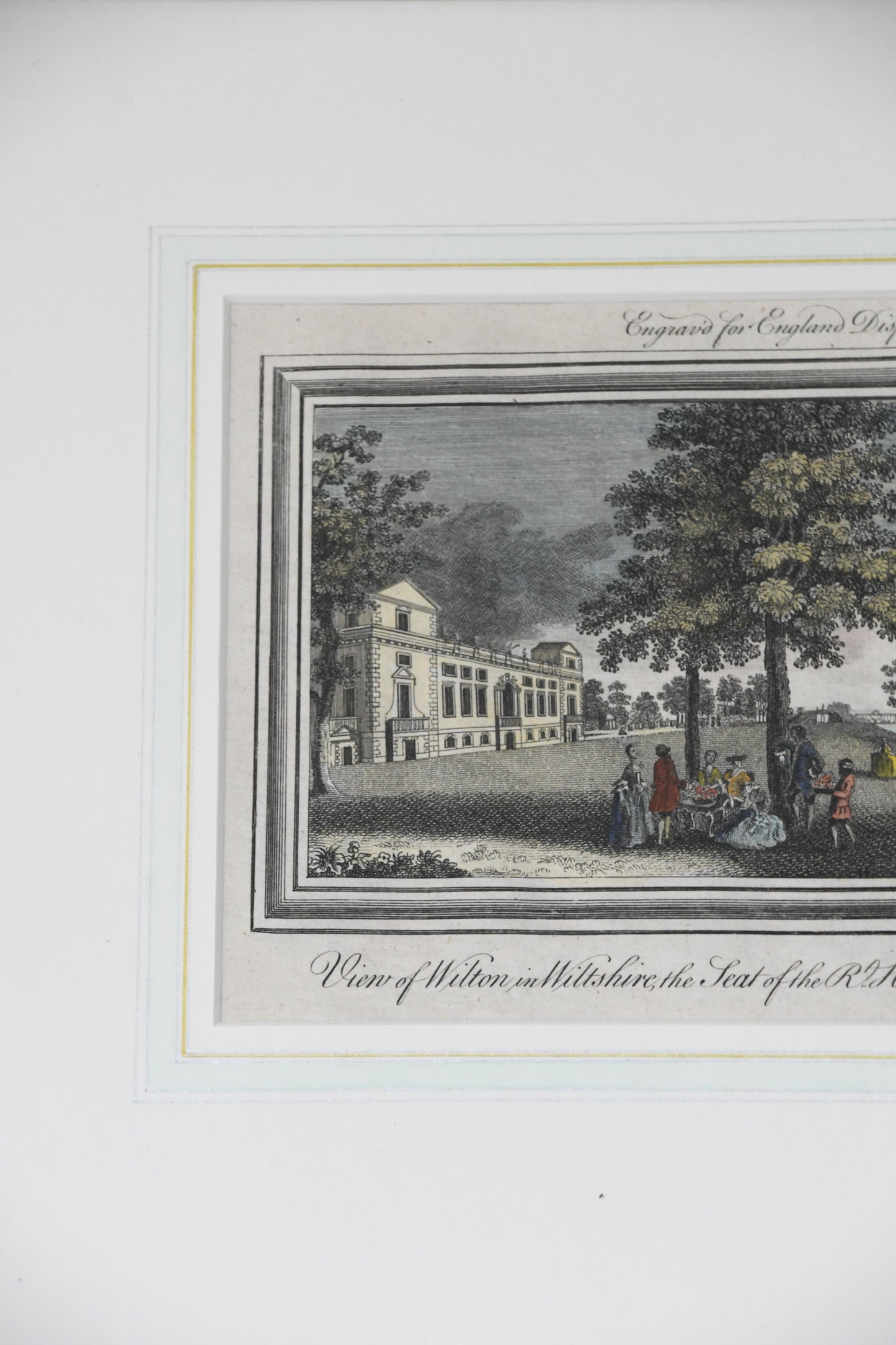 18th Century Hand Colored Print of Wilton House