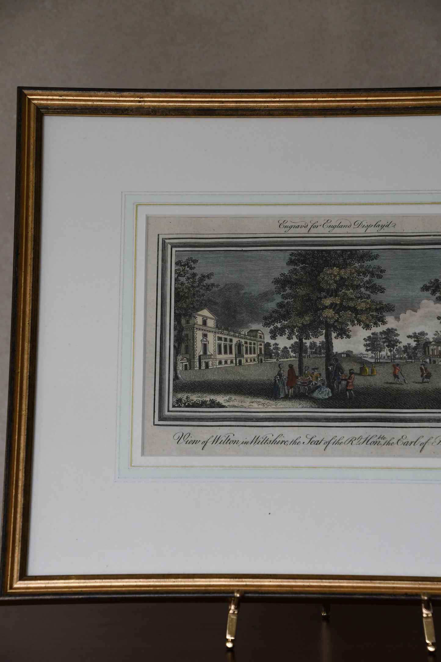 18th Century Hand Colored Print of Wilton House