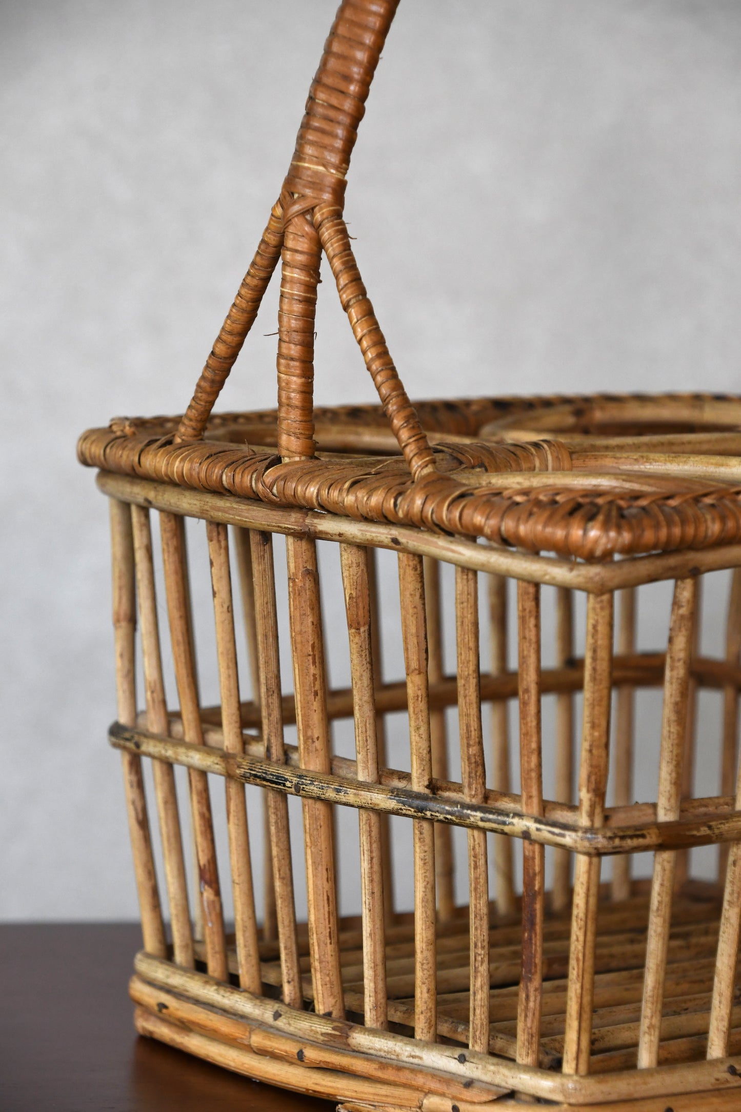 Vintage Rattan Wine Carrier