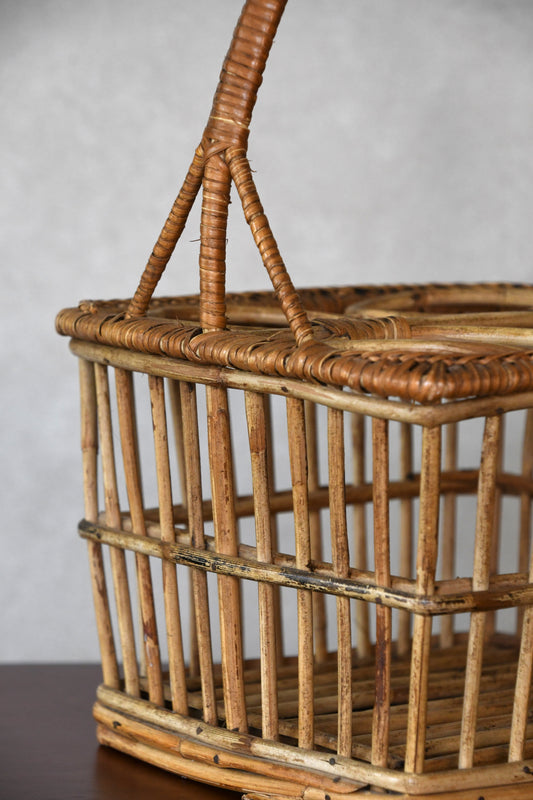 Vintage Rattan Wine Carrier
