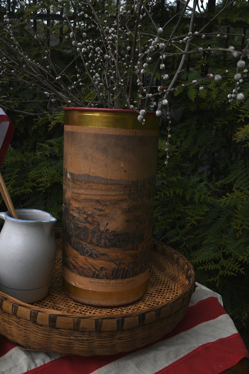 Vintage Tin Umbrella Stand "Battle of Stone River"