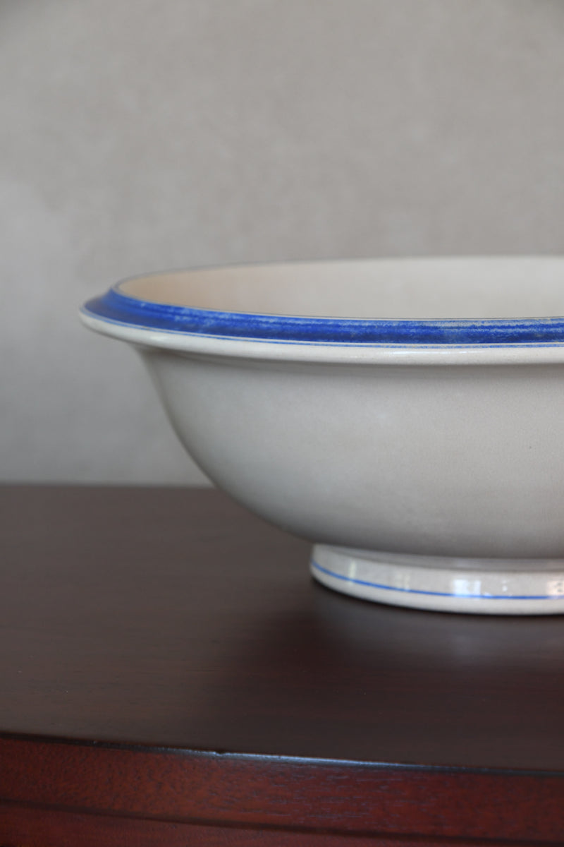 Vintage Ceramic Bowl with Blue Banding