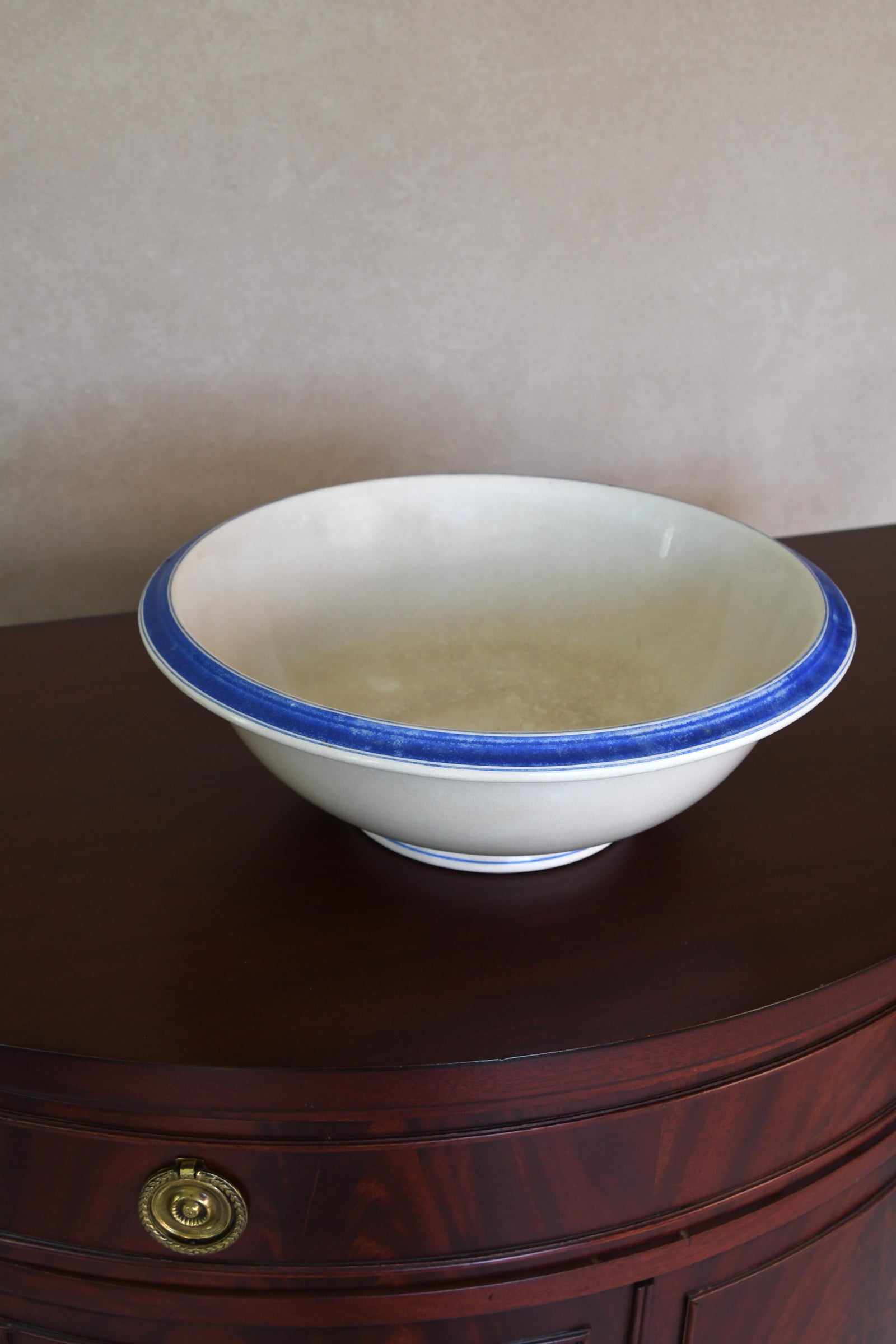 Vintage Ceramic Bowl with Blue Banding