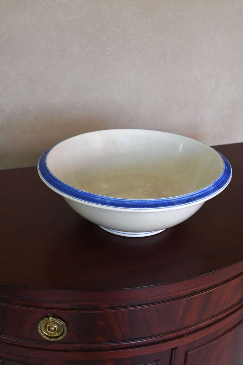 Vintage Ceramic Bowl with Blue Banding