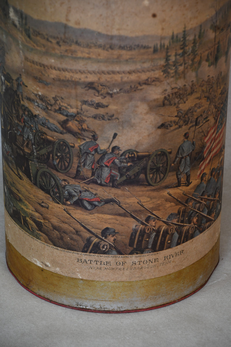 Vintage Tin Umbrella Stand "Battle of Stone River"