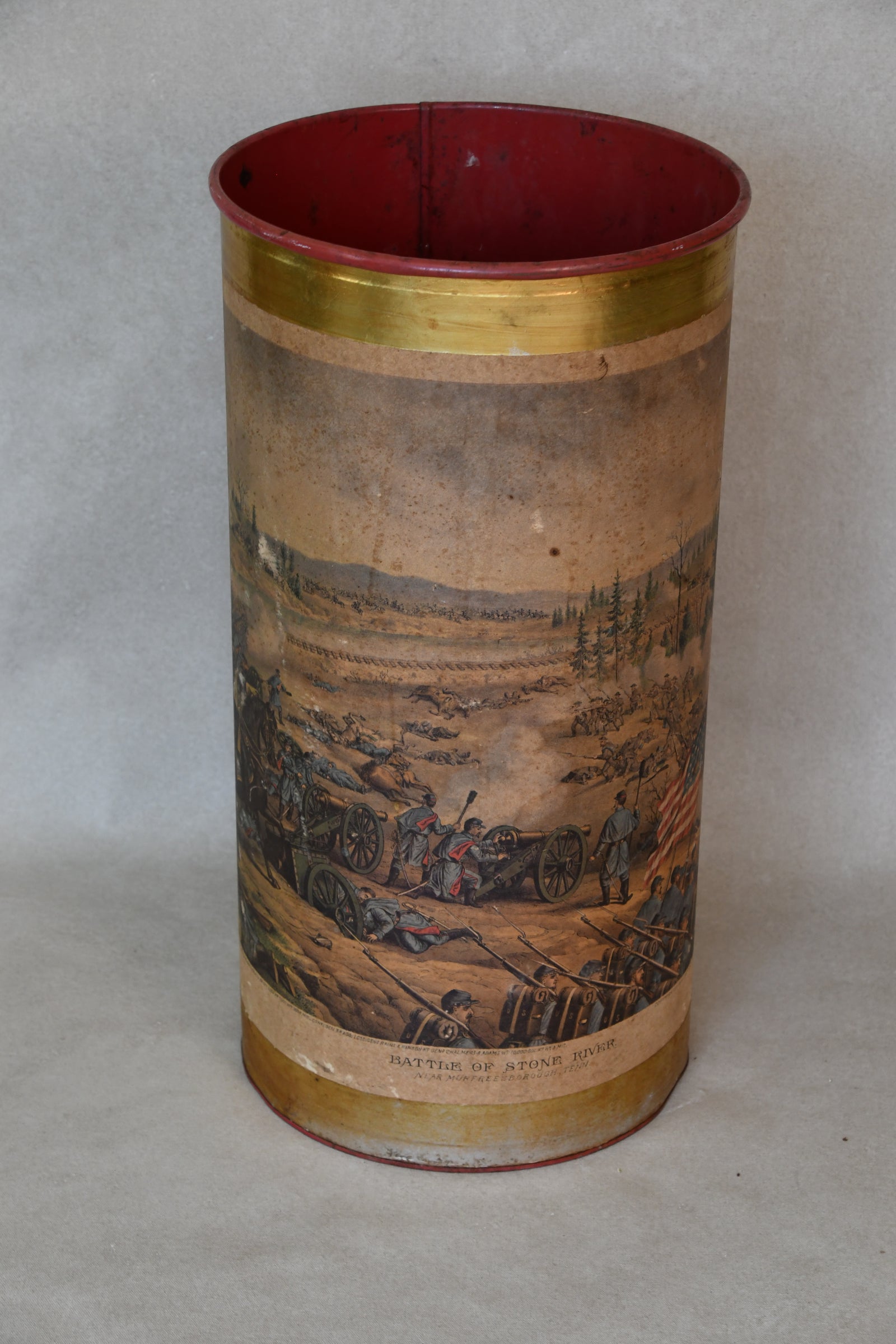 Vintage Tin Umbrella Stand "Battle of Stone River"