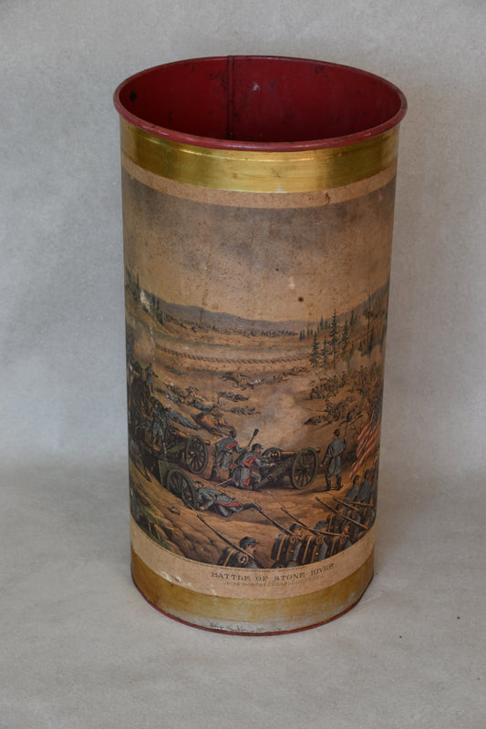 Vintage Tin Umbrella Stand "Battle of Stone River"