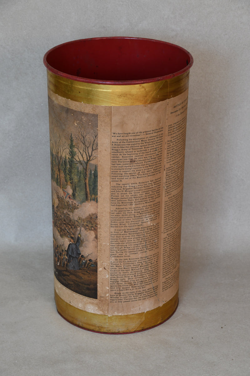 Vintage Tin Umbrella Stand "Battle of Stone River"