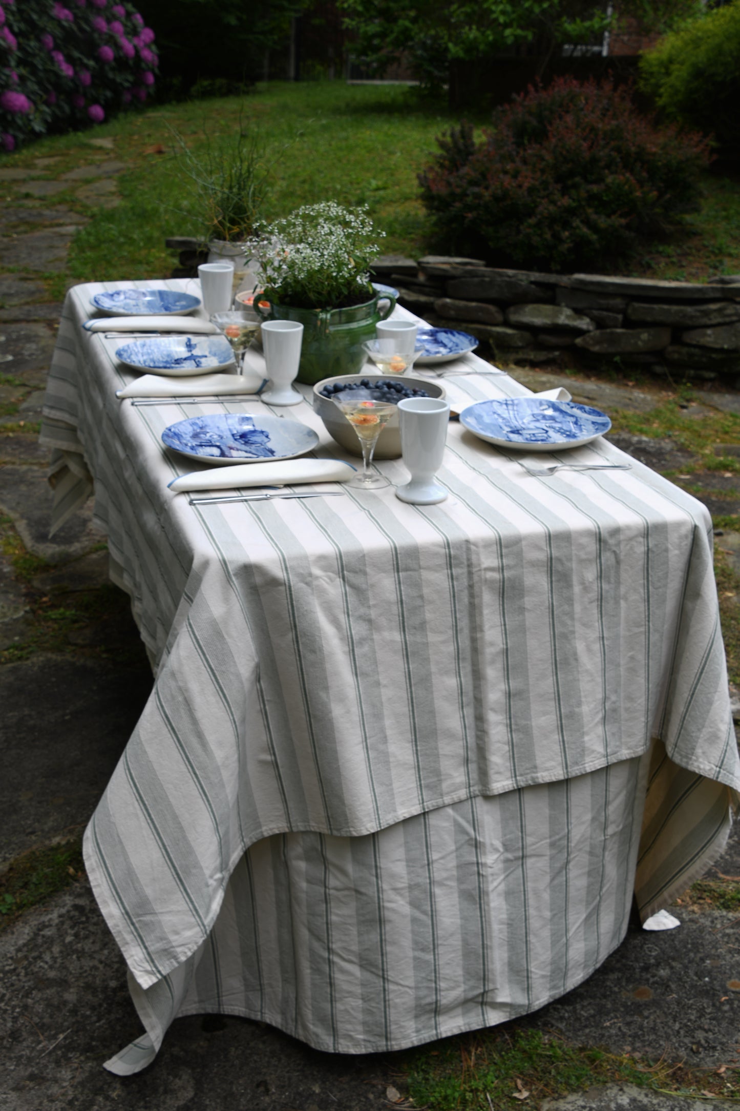 Vintage Green Ticking Linens