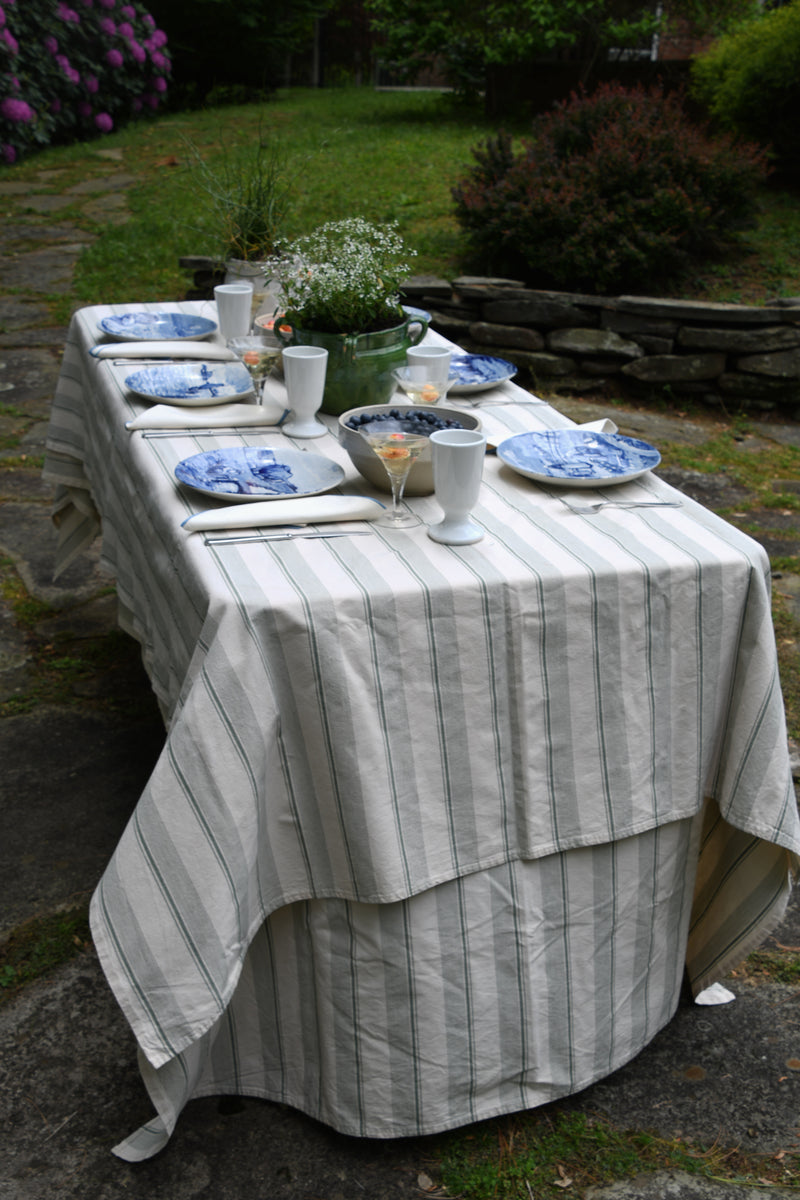 Vintage Green Ticking Linens