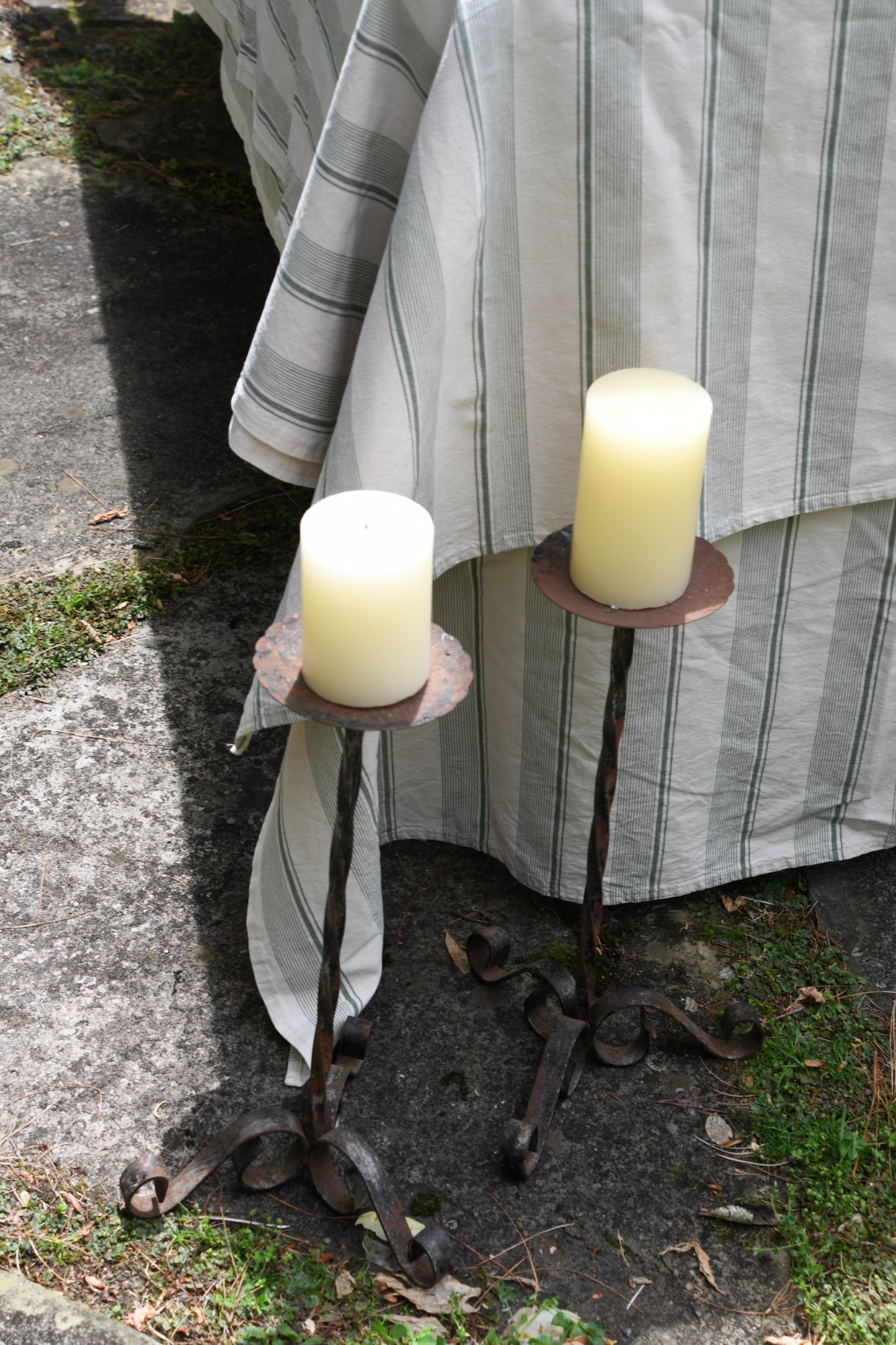 Pair of Vintage Iron Candlesticks