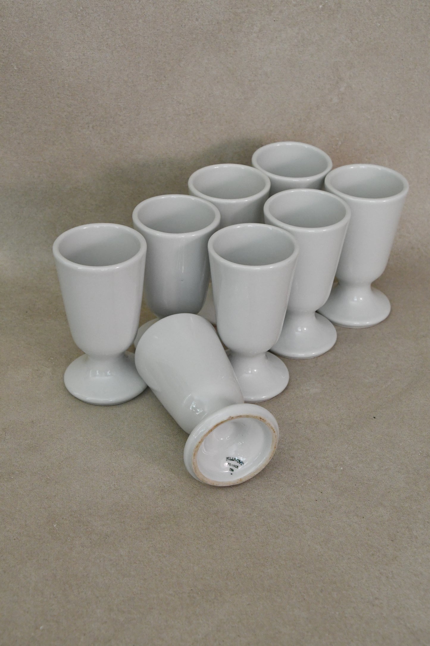 Antique Pillivuyt French Porcelain Goblets Set of 8