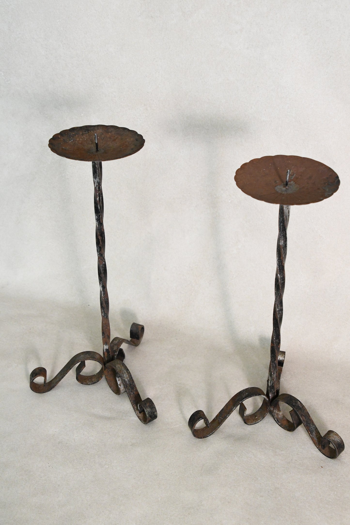 Pair of Vintage Iron Candlesticks