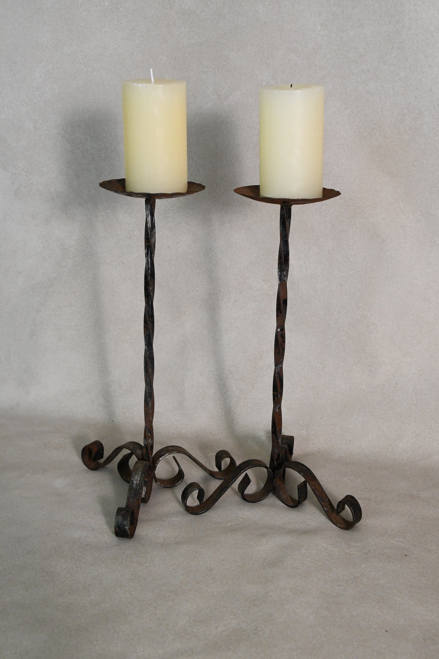 Pair of Vintage Iron Candlesticks