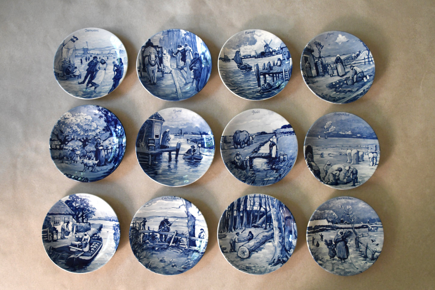 Set of 12 Vintage Delft Plates