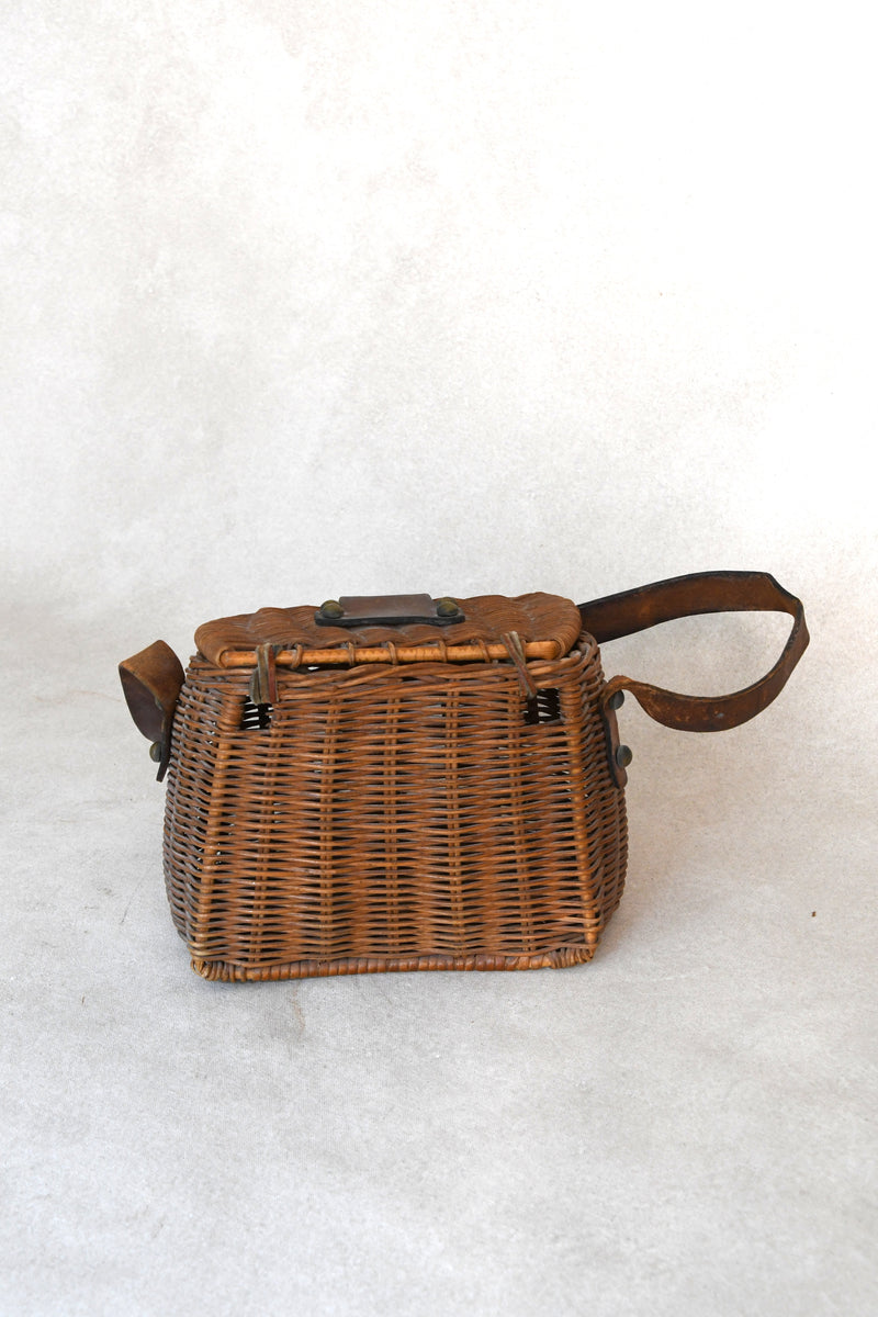 Vintage Fishing Creel with Leather Straps