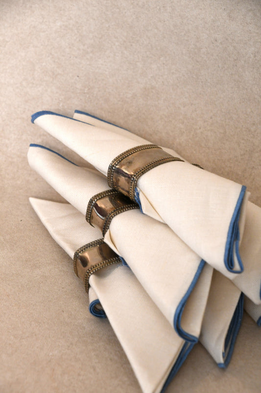 Blue Lined Napkin Linens - Set of 8