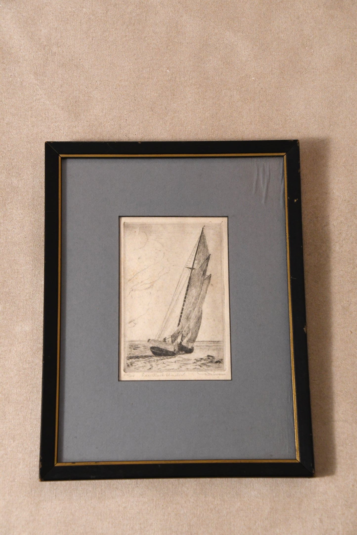 Don Swann (1889-1954) "Lee Rail Under" Sailing Etching