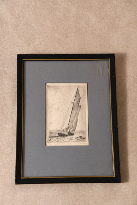 Don Swann (1889-1954) "Lee Rail Under" Sailing Etching